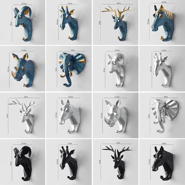 Harpiks Dyrehode Krokhenger Stativholder Veggmontering Hjem Rom Innredning Frakk Hat Nøkkelkrok Gull(Golden Deer)