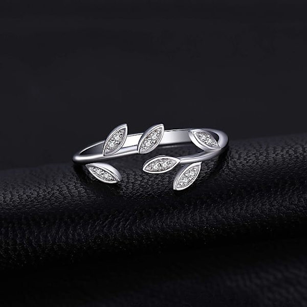 (Hopea) S925 Hopea Oliivipuun Oksa Sormus - Lehti Avoin Sormus - Sterling Hopea Kihlasormus