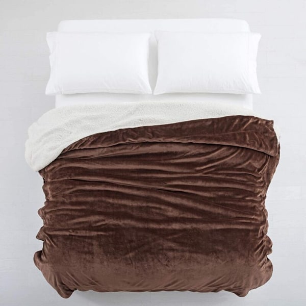 Sherpa polarfilt för soffa - Mjuk och fluffig filt för vintern - Vändbar, tjock och varm filt för säng, soffa, camping och resor, kaffe, 50 x 6