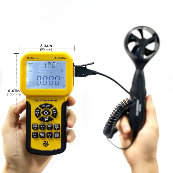 Digitalt anemometer luftstrømsmåler til måling af vindhastighed ​​Termometer til windsurfing, Dragonfly, surfing