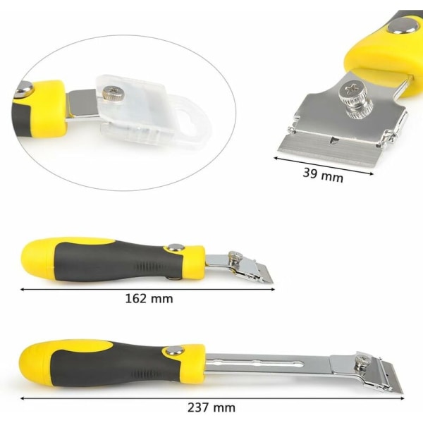 Betterlife Justerbar Skrapa för att ta bort kakelfix med 8 utbytesblad Metallisk + Mikrofiber, Fönster/Speglar/Golvrengöring/Retrakterbar Fönster S