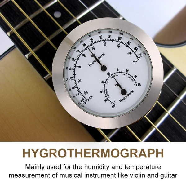 Rund gitarr fiol hygrometer termometer med fuktighet temperaturmätare för instrumentvård