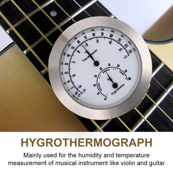 Rund guitar violin hygrometer termometer med fugttemperat