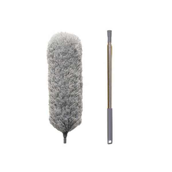 Retractable Dust Duster (2.5m Gray), Stainless Steel Retractable Duster Microfiber Duster with Scratch Resistant Cover, Great for Cleaning Cobwebs,