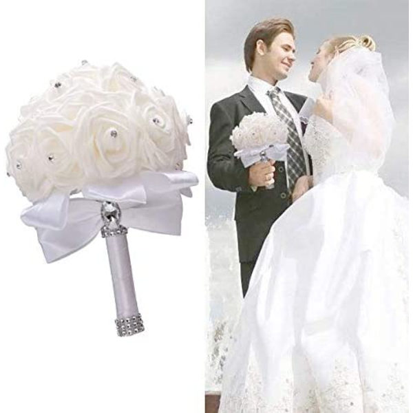 Brud Kunstig Blomst Bryllupsutstyr, Brud Bukett Brudepike, Brudebukett Bryllup Kunstige Blomster