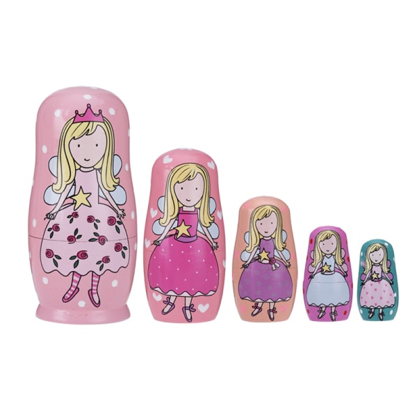 Rysk matryoshka docka 5 lager ängel flicka matryoshka docka set träleksak