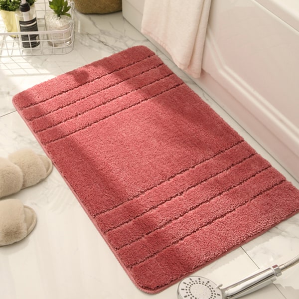 Pure Color Förtjockade golvmattor för hushållsbruk med hög och låg lugg, halkfri absorberande golvmattor för badrum (röd, 40x60 cm)