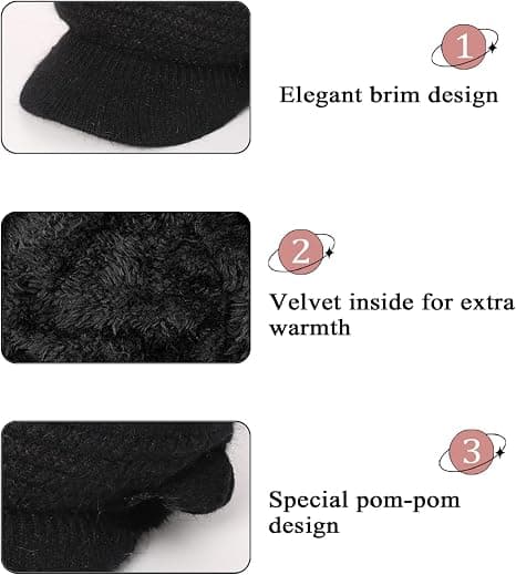 Dammössa Vintermössa Fleecefodrad Mössa Blommig Stickad Mössa Dam Beret Belly Cloche Mössa