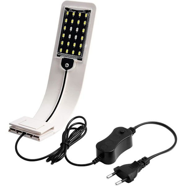 Led Akvarielys Klemmelampe, Ultra-tynd Akvarielampe Med Lys, 24 Led Akvarielys（Hvidt og blåt lys）