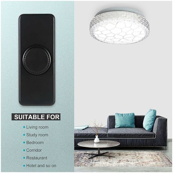 3-100W LED bagkant dæmper (rotary variator), bruges til dæmpbar LED, glødelampe, halogenlampe, 220-240V, ENTRUCTER CE, Sort