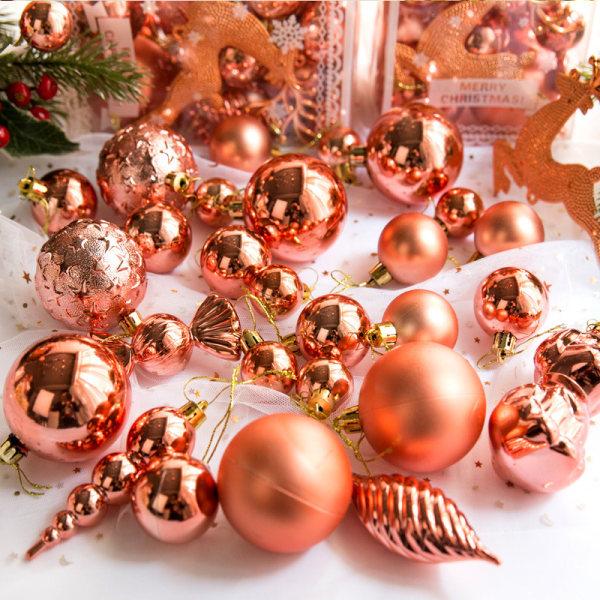 30 plastic Christmas balls, Christmas balls, Christmas tree decoration balls, Christmas tree balls, Christmas tree balls, rose gold