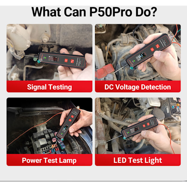 Topdiag P50Pro Bilkrets Testare Tycilloskop LED LED LED LED DC Ljus Halta Ficklampa