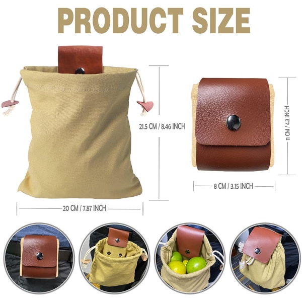 Foderpåse, hopfällbar bushcraft-väska, vaxad canvas-foderpåse (PU khaki)