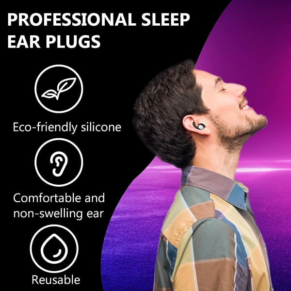 2 par støydempende ørepropper - 3D The New, ørepropper for søvn