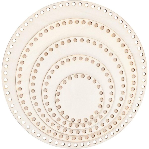5 storlekar av naturlig träkorg, virkad korg i form av en träbas för korgmakeri, 10/15/20/25/30 cm i diameter