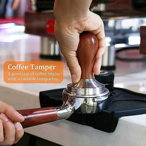 Kaffe Tamper, Kaffe Tamper, Espresso Tamper, Rustfrit stål Kaffe Press Tamper med silikonepude, Designer Kaffe Stempel Sæt, Kaffe Press Tamper