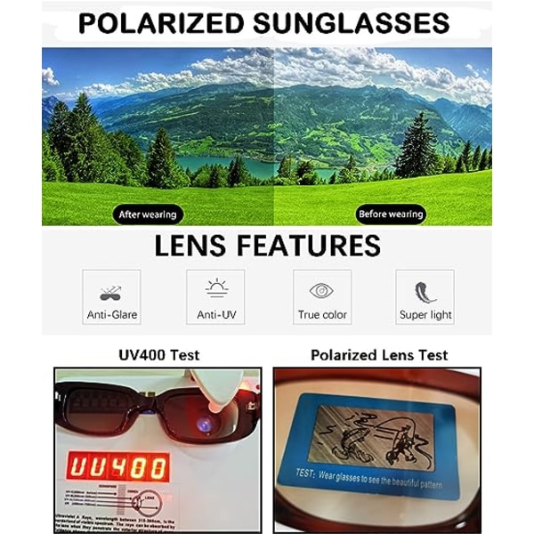 Leopard Frame Tea-Long Keeper rektangulære solbriller UV385 Protec