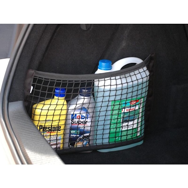 Sæt med 2 universelle netlommer til bagagerum med velcro 25cm x 50cm organizer taske net i bil med velcro solide strimler for tommelfinger op