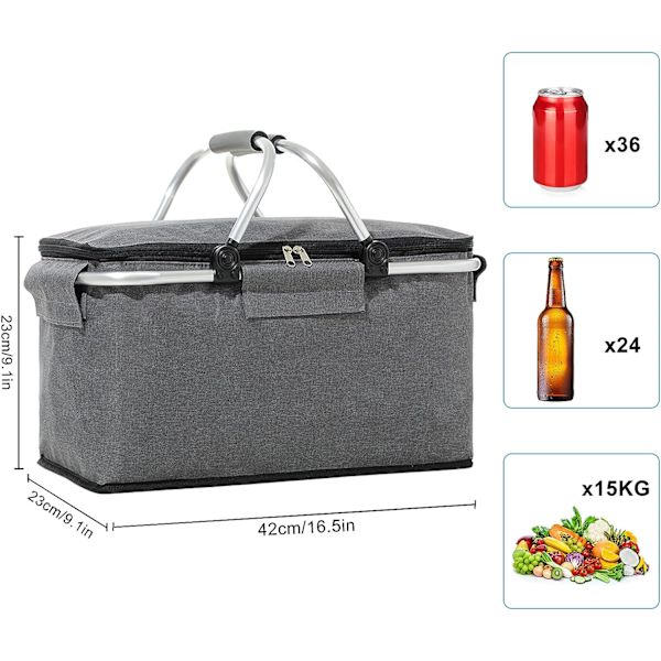 Picnic Kurv Stor Køletaske Frokost Kurv Isoleret Køletaske Isoleret Køletaske til Udendørs Picnic Rejse til Kontor Camping Picnic Rejse Rig