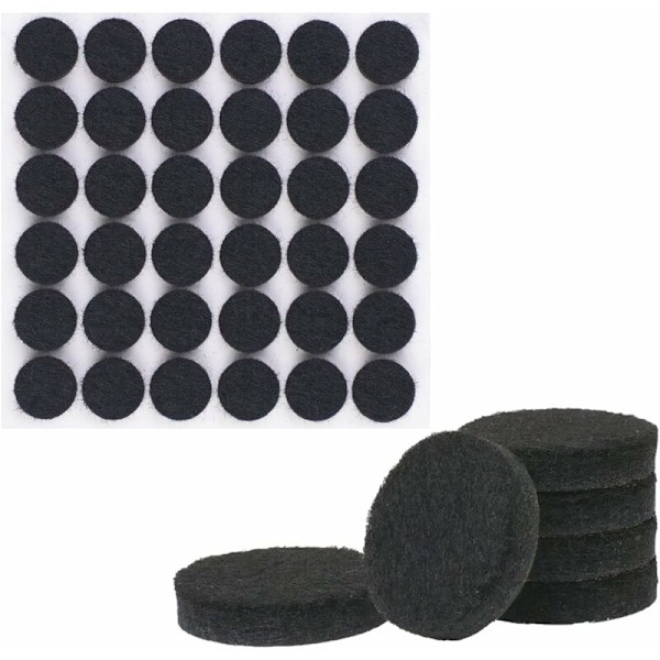 108 st filtplattor (runda, 15 mm), 15 mm svarta självhäftande golvskyddande filtplattor, 5 mm tjocklek, möbelmöbelkuddar
