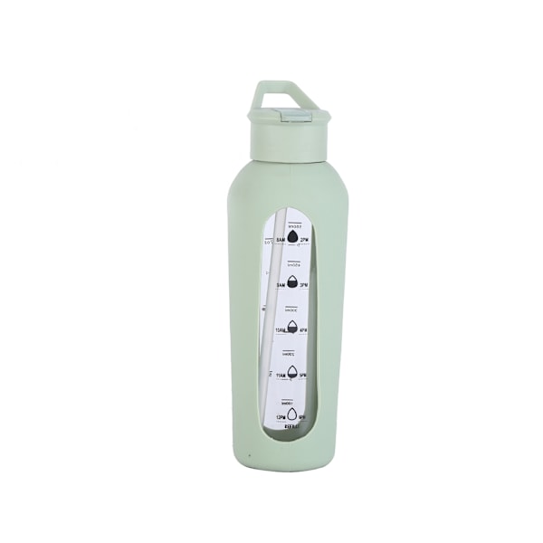 Lasinen vesipullo oljella ja kahvalla, juoma-aikamerkinnöillä 700ml