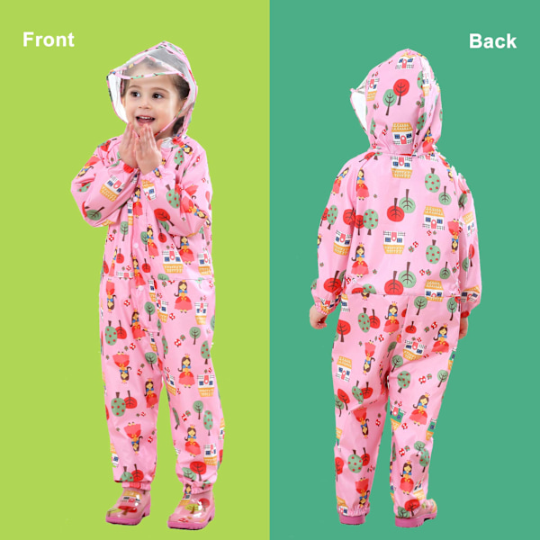 Regnfrakke Børn Hætte Regn Pyt Sæt Regn Poncho Regnfrakke Jumpsuit One Piece Letvægts Bærbar Vandtæt Regnfrakke Jakke S(S)