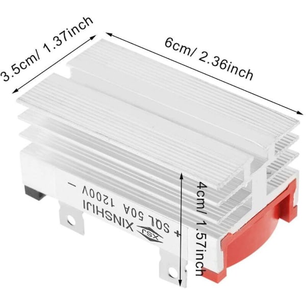 2 stk. Trefaset Diode Bro Ensretter 50 Amp 1200v Aluminium Høj Effekt Diode Bro Ensretter Trefaset