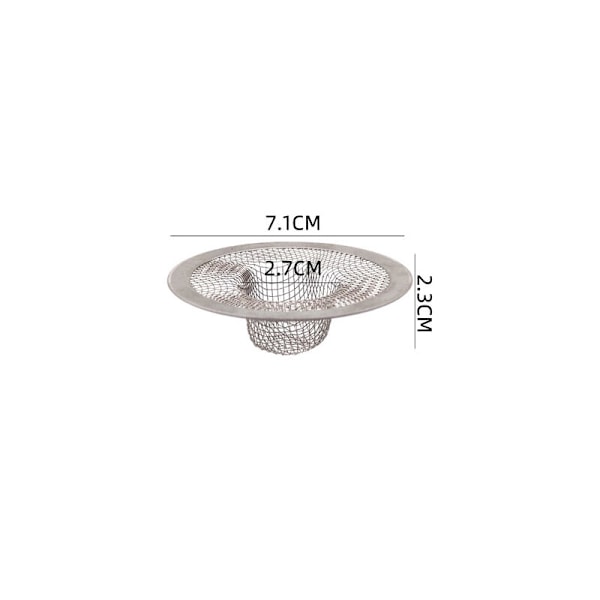 Sæt med 3 vaske filtre i rustfrit stål, anti-tobbust køkkenvask gitter Draft filter, vaskesi til køkken, badeværelse, vask, badekar (7 cm diameter)