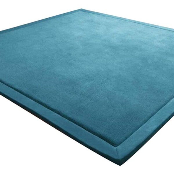 Tykt tæppe i koralfløjl til børn, milde opvågningstæpper, tatami, skridsikkert, stort legetæppe (blågrøn, 100 x 200 cm)