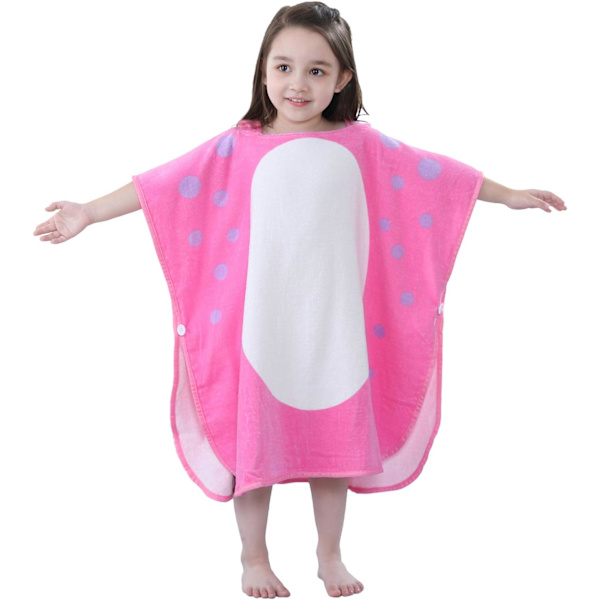 Lasten Dinosaurus Rantaponcho (Pinkki, 2-4 vuotta, 70*140cm), Hupullinen Pyylepyyhe, Puuvilla