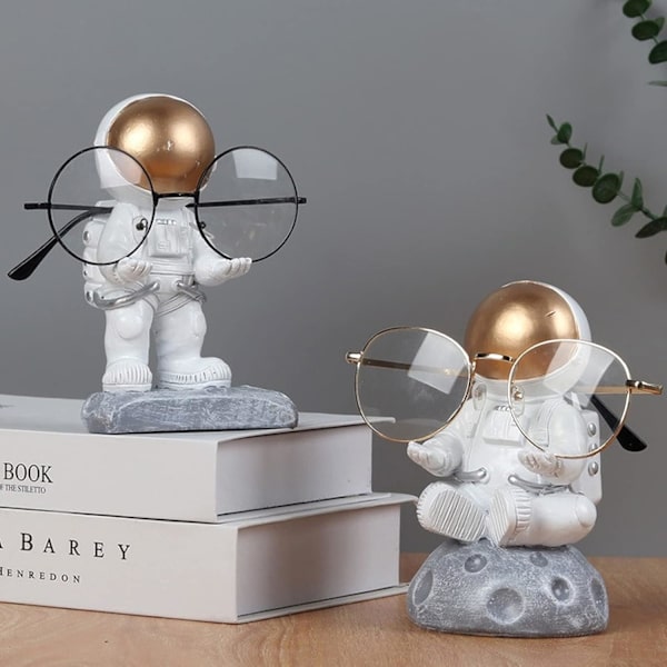 Astronaut Brilleholder Resin Briller Display Stativ Håndverk Morsom Skrivebordsornament Barn Leker Gave Kreativ Borddekorasjon (B)