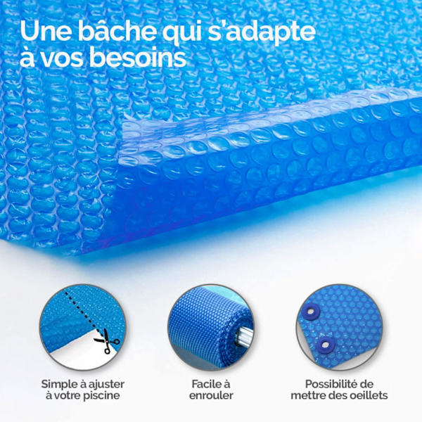 Rund, oval, firkantet eller rektangulært bobledeksel for Intex-basseng eller andre - 180 mikron - Blå - Flere størrelser tilgjengelig