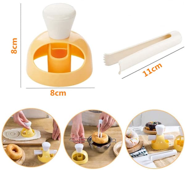 2 stk. Donutform med dyppespænde ø 8 cm Hvid/Gul