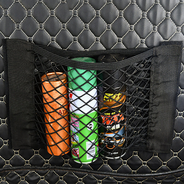 Sæt med 2 universelle netlommer til bagagerum med velcro 25cm x 50cm organizer taske net i bil med velcro solide strimler for tommelfinger op