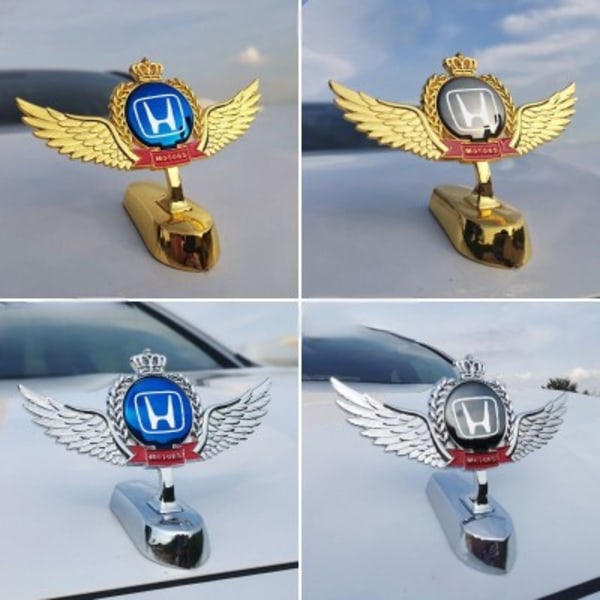 Lämplig för Honda HRVXRV Yingshipai bil vertikal logga klistermärke, huva främre bil logo märke klistermärke 1 stycke (silverblå)