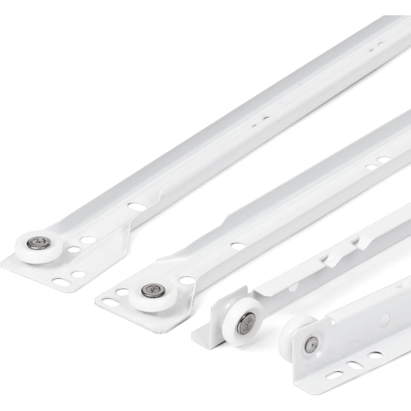 Drawer Slides 400mm - Set of 2 (1 pair) Sliding Drawer Runners, in White, Partial Extension Slide System - Easy Assembly Sliding Drawer Kit