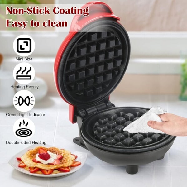 Mini Runt Våffeljärn, Klassiskt Pannkaks-våffeljärn för Julklappar, Pannkakor, Kakor, Chaffle, Snacks, Belgiska Våfflor