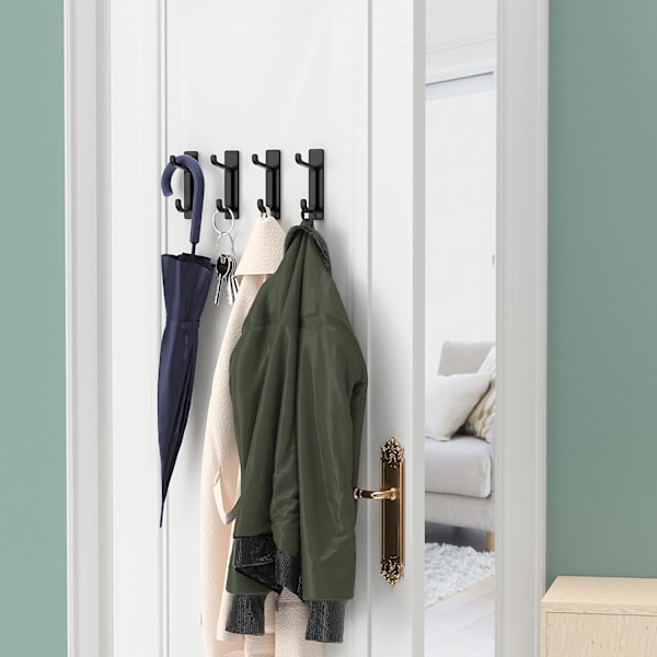 Självhäftande klädkrokar - Ingen borrning - Svart - 5-pack