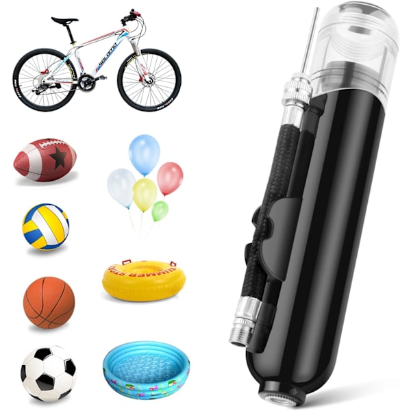 Ballpumpe, dobbeltaksjon oppblåsbar luftpumpe med 1 nåler og 2 dyser for fotball, basketball, volleyball, ballonger, sykler