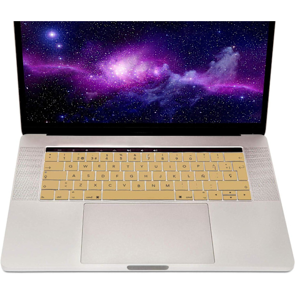 Guld - MyGadget tangentbordsskydd för Apple MacBook Pro 13\" och 15\" Touch Bar - Flexibelt silikontangentskydd - ultratunt underlägg.
