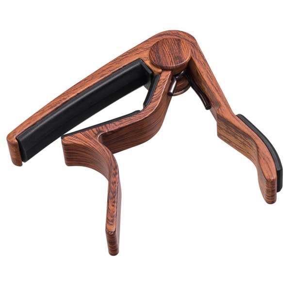 Mörk gitarr capo för akustisk gitarr, ukulele, elgitarr, bas med träfärgade plektrum