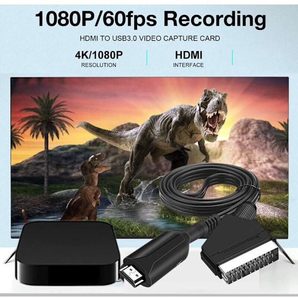 Scart–HDMI-kaapeli – Scart–HDMI-adapteri – All-in-one -ääni- ja videomuunnin Scart–HDMI 1080p/720p