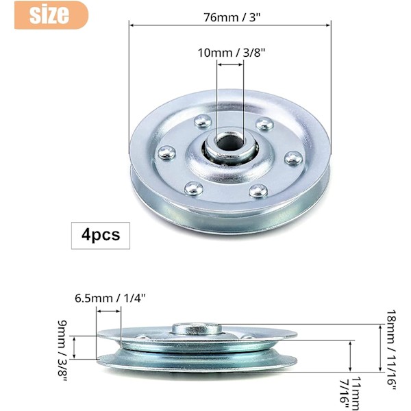 4 st Bärlager Rullhjul Viktlyftningsrulle, V-formad Stålvajer Rulle, för Dörr Garage Gym Utrustning Kabelmaskin