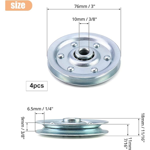 4 st Bärpulley Viktlyftningspulley, V-formad Stålkabelpulley, för Dörr Garage Gym Utrustning Kabelmaskin