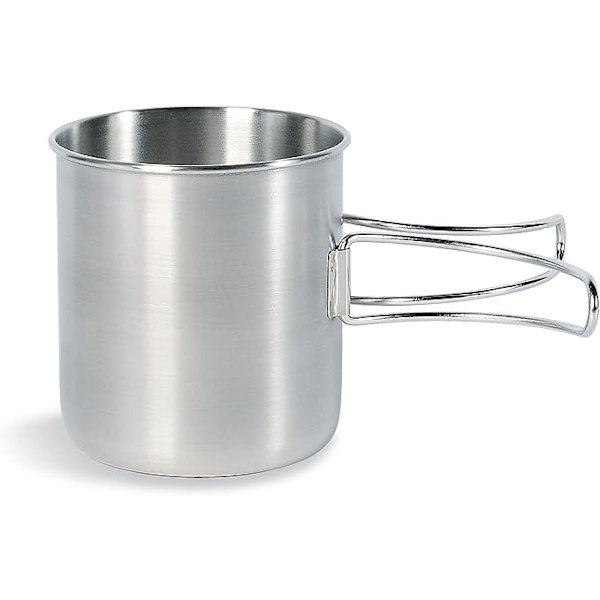 Handtagsmugg - Rostfritt stålmugg med hopfällbart handtag