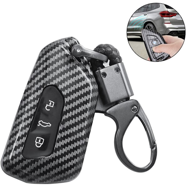 1 stk. nøglering til Volkswagen Golf 8, Carbon Fiber Beskyttende Nøgle Nøgle Nøgle Nøgle Tag 3 knapper