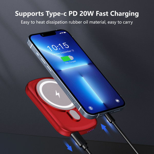 Magnetisk powerbank 5000mAh-hurtiglading for Apple iphone13 powerbank trådløs lader