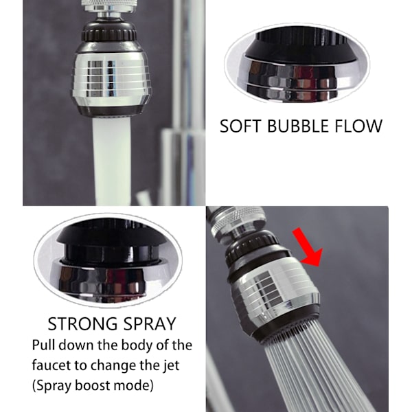 Kranadapter for kjøkkenvasker med dobbel modus kran tut for 16 mm og 22 mm uregelmessige adaptere