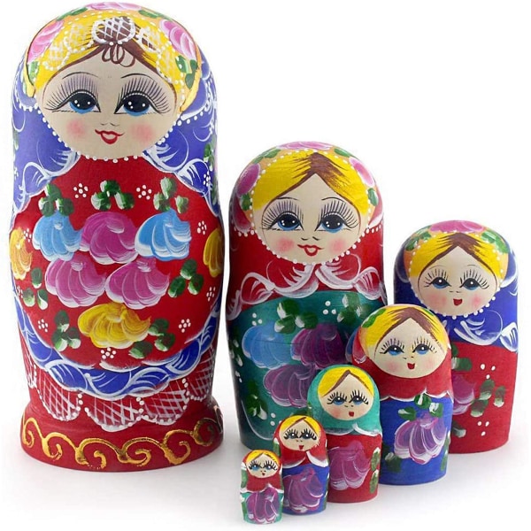 Russiske Nesting Dolls Russiske Nesting Dolls Trestakkende Nesting Sett 7 Deler Håndlagde Leker Barnegaver