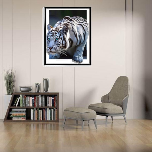 Diamantmaleri Tiger, DIY 5D Dyrediamantkunst Malerisæt til Voksne Børn Begyndere, 30x40cm, Ideelle Gaver til Familie og Venner